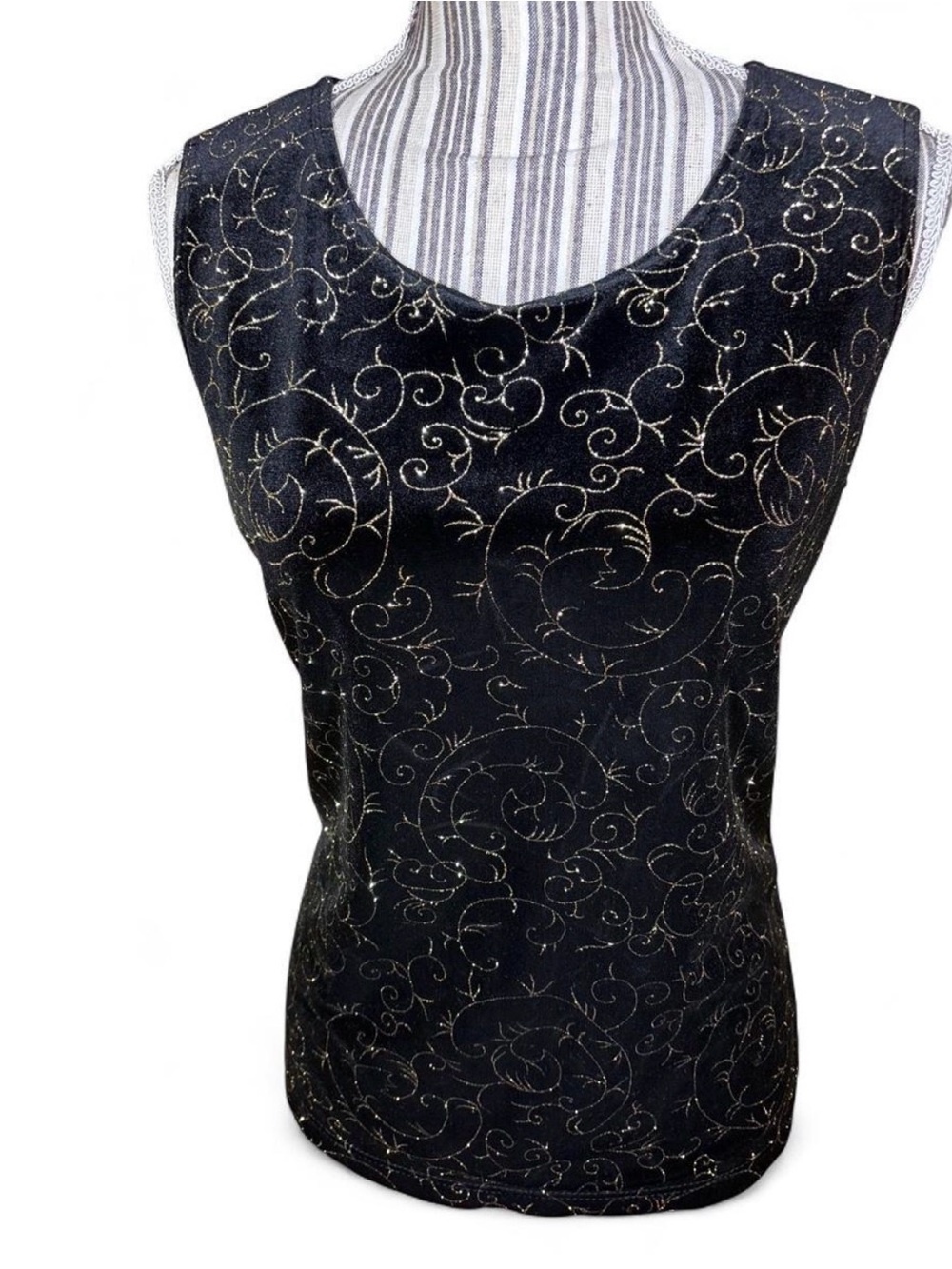 Vtg whimsigoth velvet glitter swirl print tank top